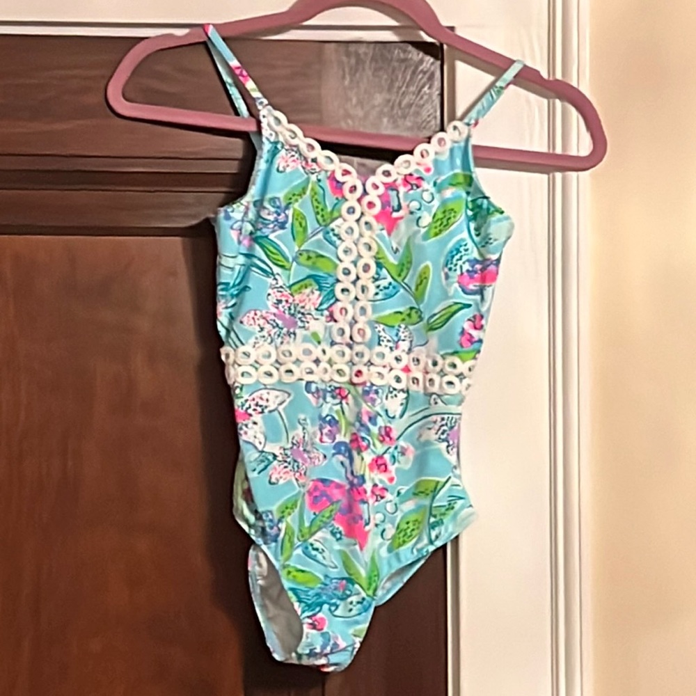 Lilly Pulitzer one-piece vibrant floral bathing suit.